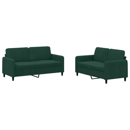 2-dijelni set sofa tamnozeleni baršunasti - Tamnozelena s jastučićima Cijena