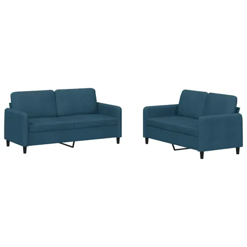 2-dijelni set sofa plavi baršunasti - Plava s jastučićima Cijena
