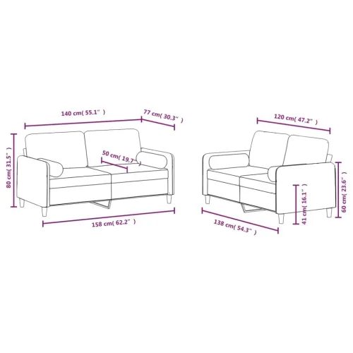 2-dijelni set sofa s jastucima ružičasti baršunasti - Ružičasta s jastučićima Cijena