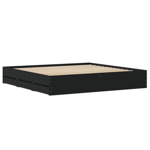 Okvir za krevet s ladicama crni 180x200 cm konstruirano drvo - Crna 180 x 200 cm Cijena