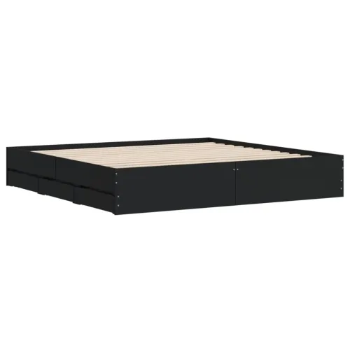 Okvir za krevet s ladicama crni 180x200 cm konstruirano drvo - Crna 180 x 200 cm Cijena