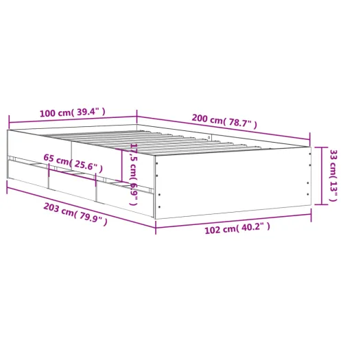 Okvir kreveta s ladicama boja hrasta 100x200 cm - Dimljeni hrast 100 x 200 cm Cijena