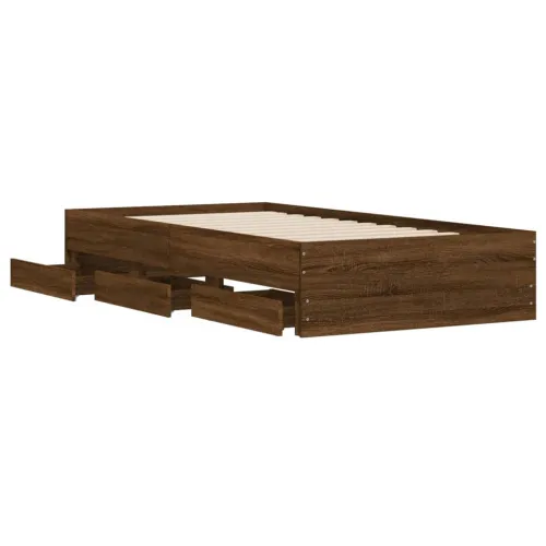Okvir za krevet s uzglavljem smeđa boja hrasta 100x200cm drveni - Smeđi hrast 100 x 200 cm Cijena