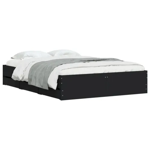 Okvir za krevet s ladicama crni 120x190 cm konstruirano drvo - Crna 120 x 190 cm Cijena
