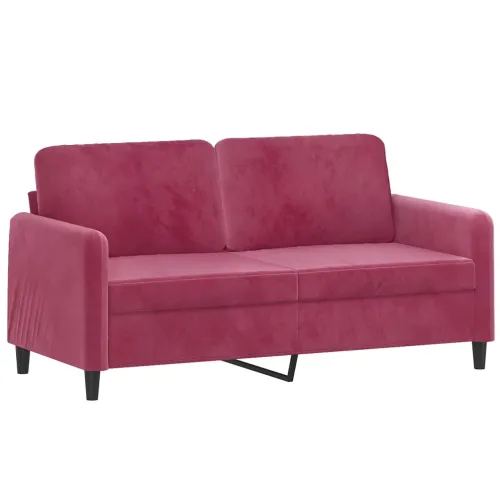 2-dijelni set sofa crvena boja vina baršunasti - boja crnog vina 1 s jastučićima Cijena