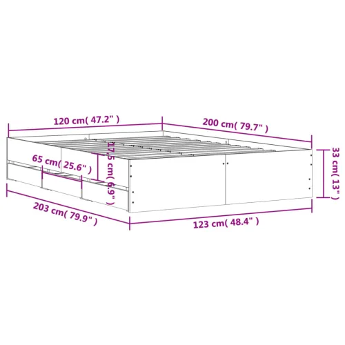 Okvir za krevet s ladicama boja hrasta 120x200 cm drveni - Sonoma hrast 120 x 200 cm Cijena