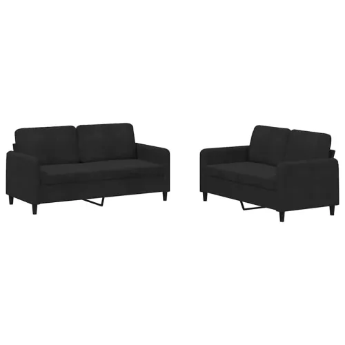 2-dijelni set sofa crni baršunasti - Crna 1 s jastučićima Cijena
