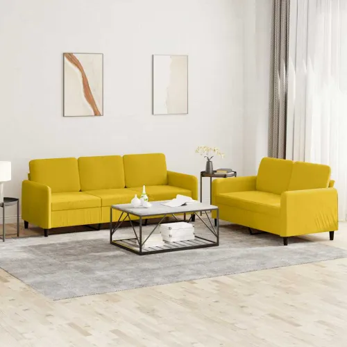2-dijelni set sofa žuti baršunasti - Žuta 1 s jastučićima Cijena