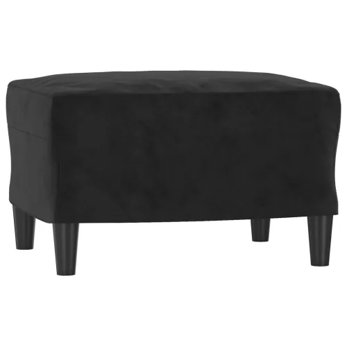 3-dijelni set sofa crni baršunasti - Crna 1 s jastučićima i tabureom Cijena