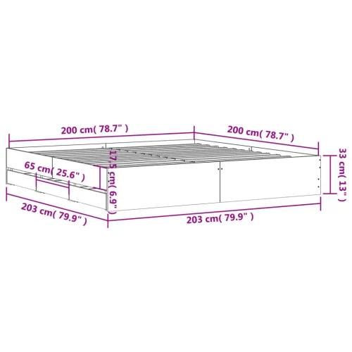 Okvir kreveta s ladicama siva boja betona 200x200 cm drveni - Beton siva 200 x 200 cm Cijena
