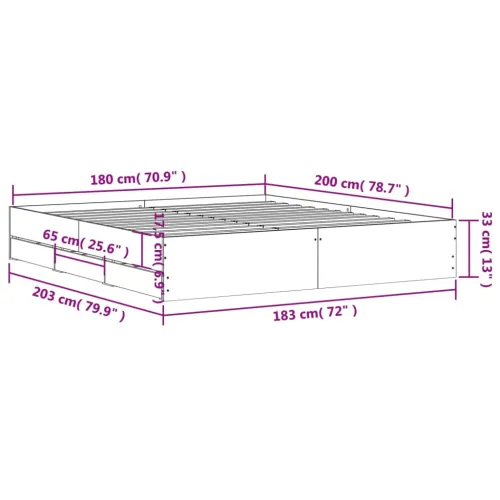 Okvir za krevet s ladicama boja hrasta 180x200 cm - Sivi hrast sonoma 180 x 200 cm Cijena