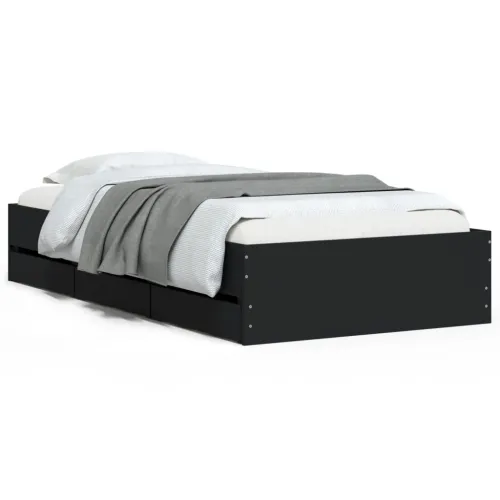 Okvir za krevet s ladicama crni 100x200 cm konstruirano drvo - Crna 100 x 200 cm Cijena