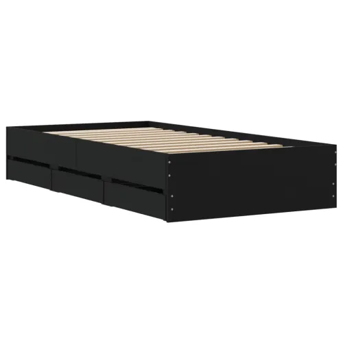 Okvir za krevet s ladicama crni 100x200 cm konstruirano drvo - Crna 100 x 200 cm Cijena