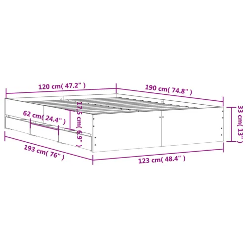 Okvir kreveta s ladicama boja hrasta 120x190 cm - Dimljeni hrast 120 x 190 cm Cijena