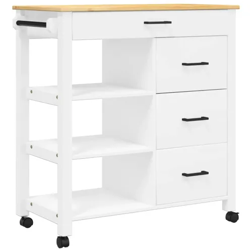 Kuhinjska kolica MONZA 84 x 40 x 88,5 cm bijela od masivne borovine - Bijela Cijena
