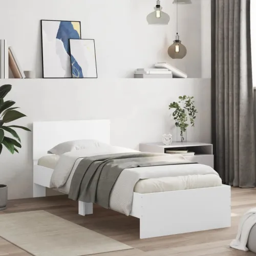 Okvir kreveta s uzglavljem bijeli 90x190 cm konstruirano drvo - Bijela 90 x 190 cm Cijena
