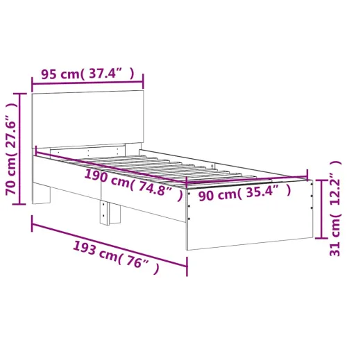 Okvir za krevet s uzglavljem boja hrasta 90x190 cm drveni - sonoma hrast 90 x 190 cm Cijena