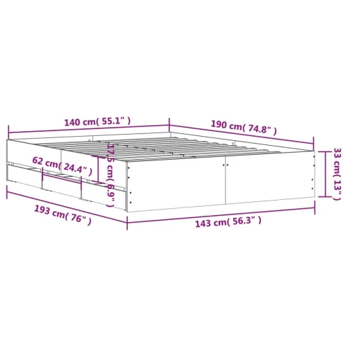 Okvir za krevet s ladicama boja hrasta 140x190 cm drveni - Sonoma hrast 140 x 190 cm Cijena