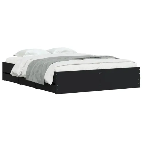 Okvir za krevet s ladicama crni 140x190 cm konstruirano drvo - Crna 140 x 190 cm Cijena