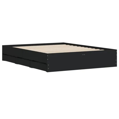 Okvir za krevet s ladicama crni 140x190 cm konstruirano drvo - Crna 140 x 190 cm Cijena