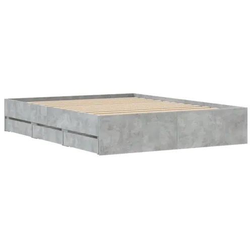 Okvir kreveta s ladicama siva boja betona 140x190 cm drveni - Beton siva 140 x 190 cm Cijena