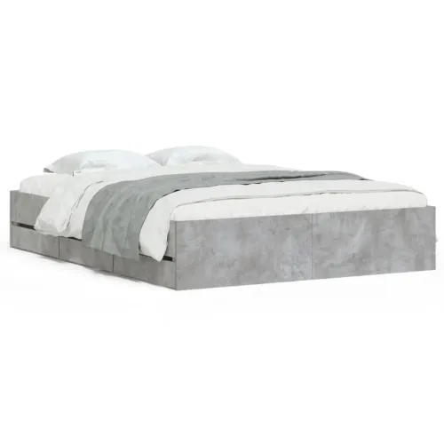 Okvir kreveta s ladicama siva boja betona 140x190 cm drveni - Beton siva 140 x 190 cm Cijena