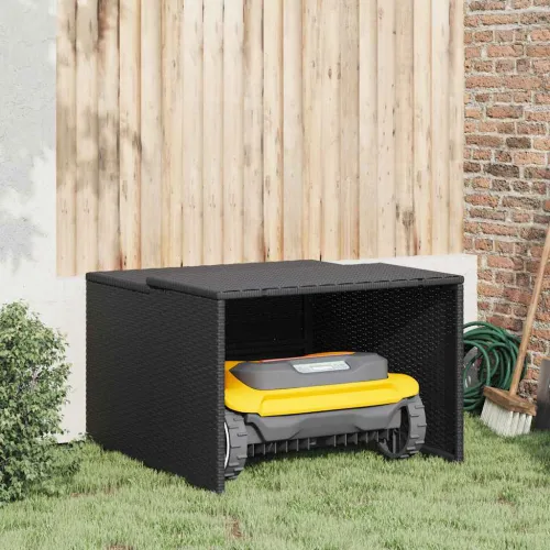 Garaža za robotsku kosilicu crna 86x90x52/57 cm od poliratana - Crna Cijena