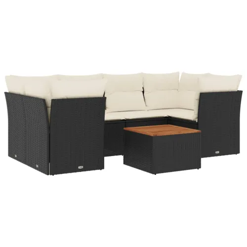 Vrtna garnitura - 7-dijelni set vrtnih sofa od poliratana s jastucima crni - Crna i krem 1 Cijena