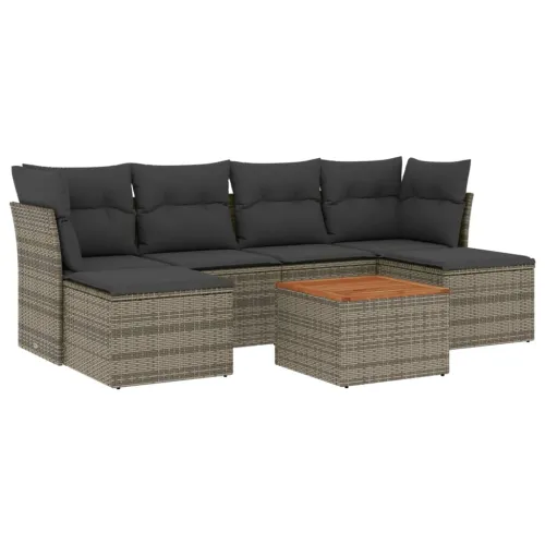 Vrtna garnitura - 7-dijelni set vrtnih sofa sivi od poliratana - Siva 1 Cijena