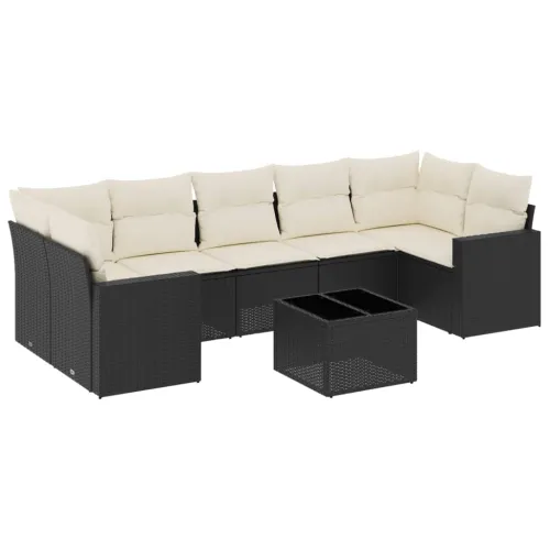 Vrtna garnitura - 8-dijelni set vrtnih sofa od poliratana s jastucima crni - Crna i krem 1 Cijena
