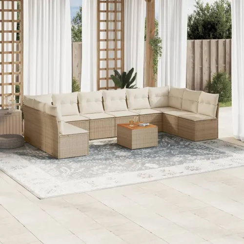 Vrtna garnitura - 11-dijelni set vrtnih sofa od poliratana s jastucima bež - bež i krem 1 Cijena