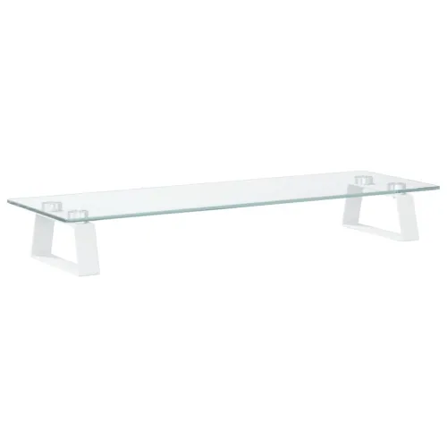 Stalak za monitor bijeli 60 x 20 x 8 cm kaljeno staklo i metal - Bijela 60 x 20 x 8 cm Bijela 60 x 20 x 8 cm Cijena