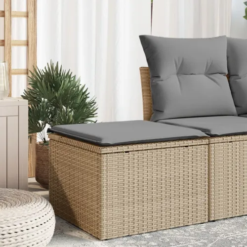 Vrtni tabure s jastukom bež 55 x 55 x 37 cm od poliratana - bež i svjetlosiva 1 sa spremištem i torbom bež i svjetlosiva Cijena