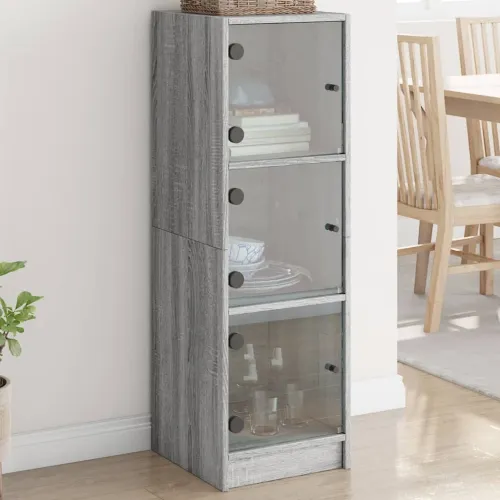 Visoka komoda sa staklenim vratima boja hrasta 35 x 37 x 109 cm - Sivi hrast sonoma 1 Sivi hrast sonoma Cijena