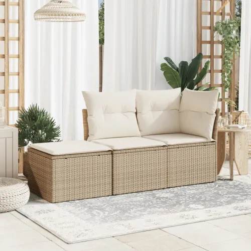 Vrtni tabure s jastukom bež 55 x 55 x 37 cm od poliratana - Bež i krem bez spremišta Cijena