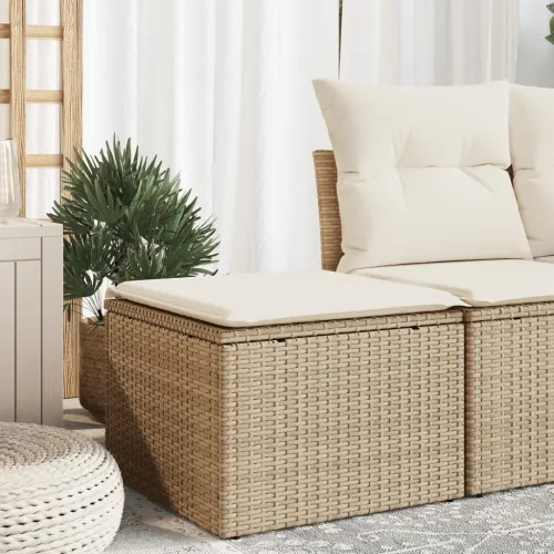 Vrtni tabure s jastukom bež 55 x 55 x 37 cm od poliratana - bež i krem 1 bez spremišta Cijena