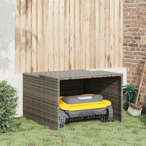 Garaža za robotsku kosilicu siva 86x90x52/57 cm od poliratana - Siva Cijena