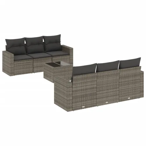 Vrtna garnitura - 7-dijelni set vrtnih sofa sivi od poliratana - Siva 7 Cijena