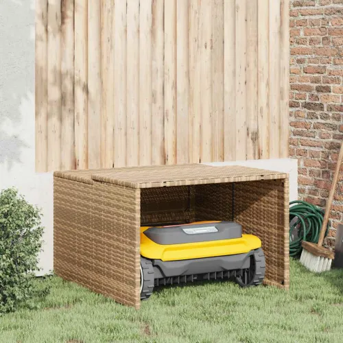 Garaža za robotsku kosilicu bež 86x90x52/57 cm od poliratana - Bež Cijena