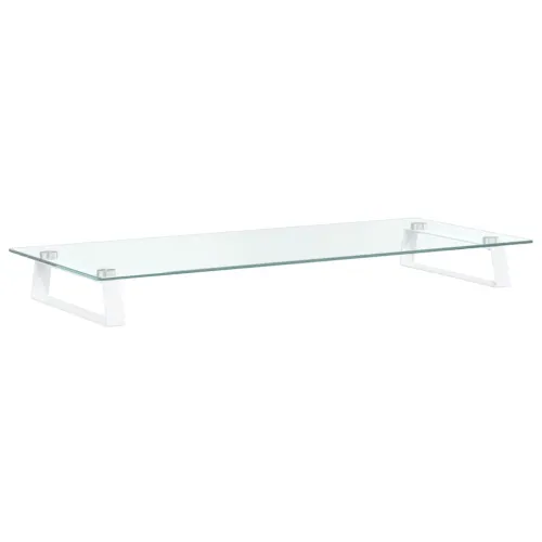 Stalak za monitor bijeli 80x35x8 cm kaljeno staklo i metal - Bijela 80 x 35 x 8 cm Bijela 80 x 35 x 8 cm Cijena