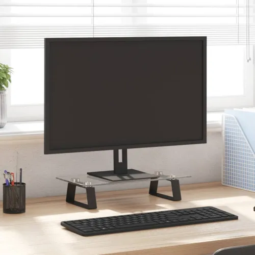 Stalak za monitor crni 40x20x8 cm kaljeno staklo i metal - Crna 40 x 20 x 8 cm Crna 40 x 20 x 8 cm Cijena