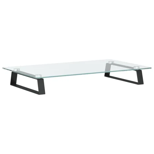 Stalak za monitor crni 60x35x8 cm kaljeno staklo i metal - Crna 60 x 35 x 8 cm Cijena