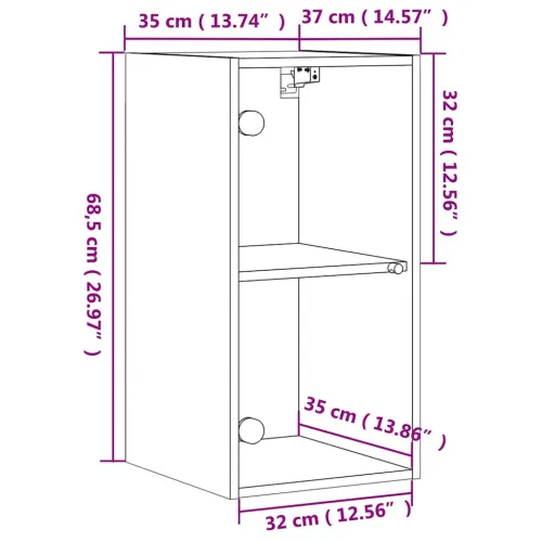 Zidni ormarić sa staklenim vratima bijeli 35 x 37 x 68,5 cm - Bijela 1 1 Cijena