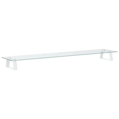 Stalak za monitor bijeli 100x20x8 cm kaljeno staklo i metal - Bijela 100 x 20 x 8 cm Bijela 100 x 20 x 8 cm Cijena