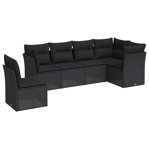 Vrtna garnitura - 6-dijelni set vrtnih sofa s jastucima crni od poliratana - Crna Bez stola 1 Crna Cijena