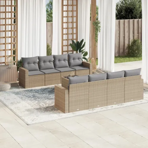 Vrtna garnitura - 9-dijelni set vrtnih sofa s jastucima bež od poliratana - bež i siva 9 Cijena