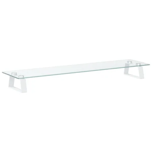 Stalak za monitor bijeli 80x20x8 cm kaljeno staklo i metal - Bijela 80 x 20 x 8 cm Bijela 80 x 20 x 8 cm Cijena