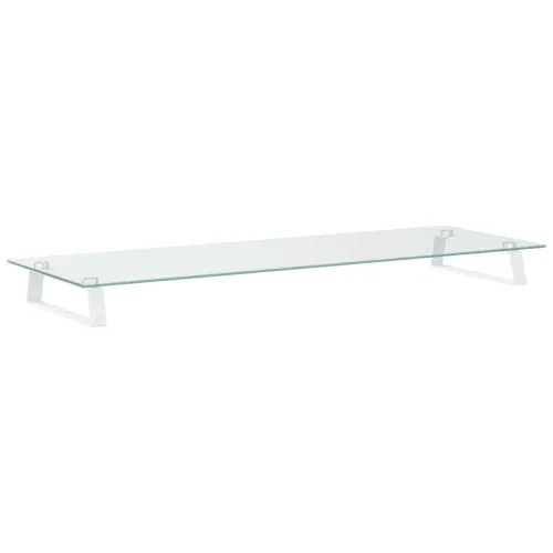 Stalak za monitor bijeli 100x35x8 cm kaljeno staklo i metal - Bijela 100 x 35 x 8 cm Cijena
