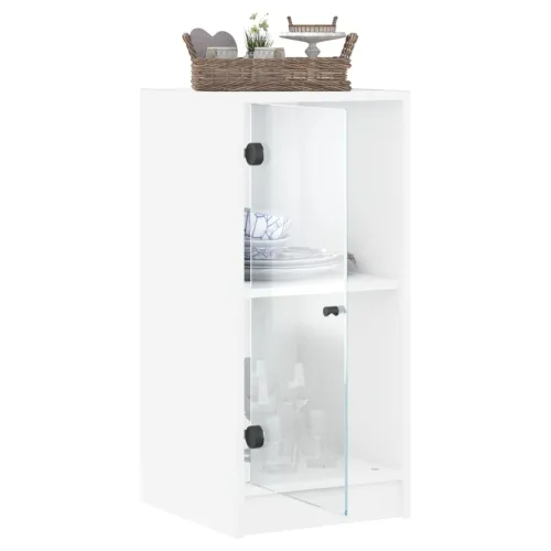 Bočni ormarić sa staklenim vratima bijeli 35x37x75,5 cm - Bijela 1 Cijena