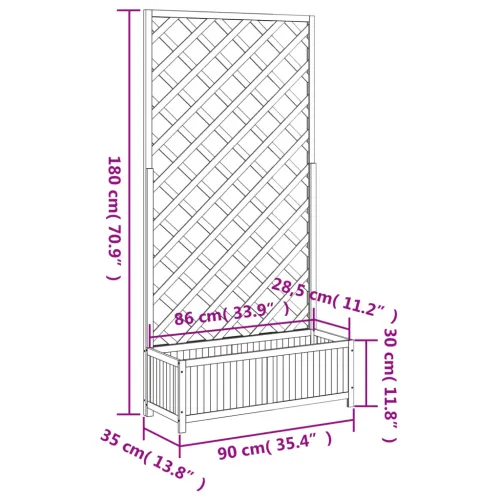 Sadilica s rešetkom smeđa 90x35x180 cm od masivne jelovine - Smeđa 90 x 35 x 180 cm Cijena